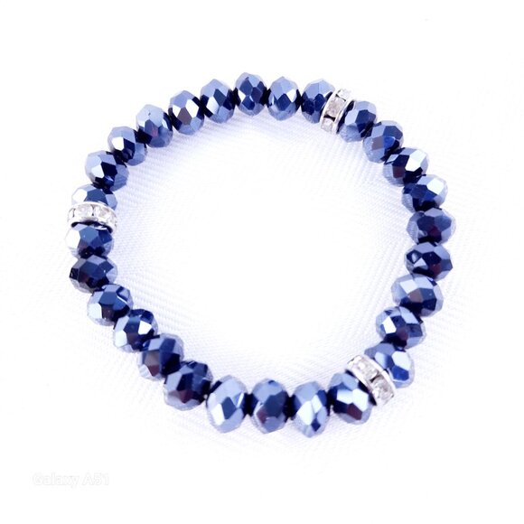 Black Bead & Diamond Bracelet - Picture 3 of 5